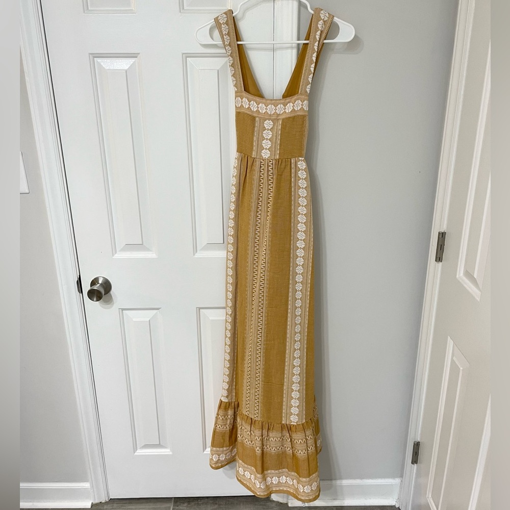 SAYLOR Mustard Yellow Embroidered Maxi Dress